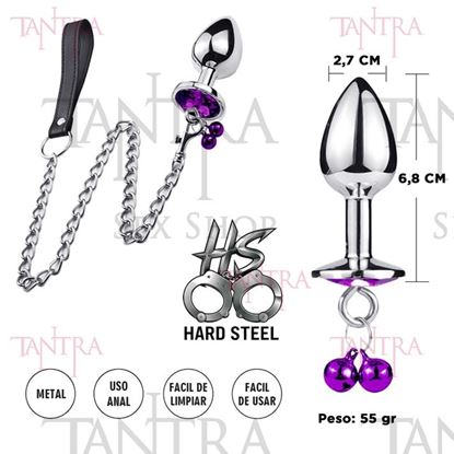 Joya anal violeta con correa